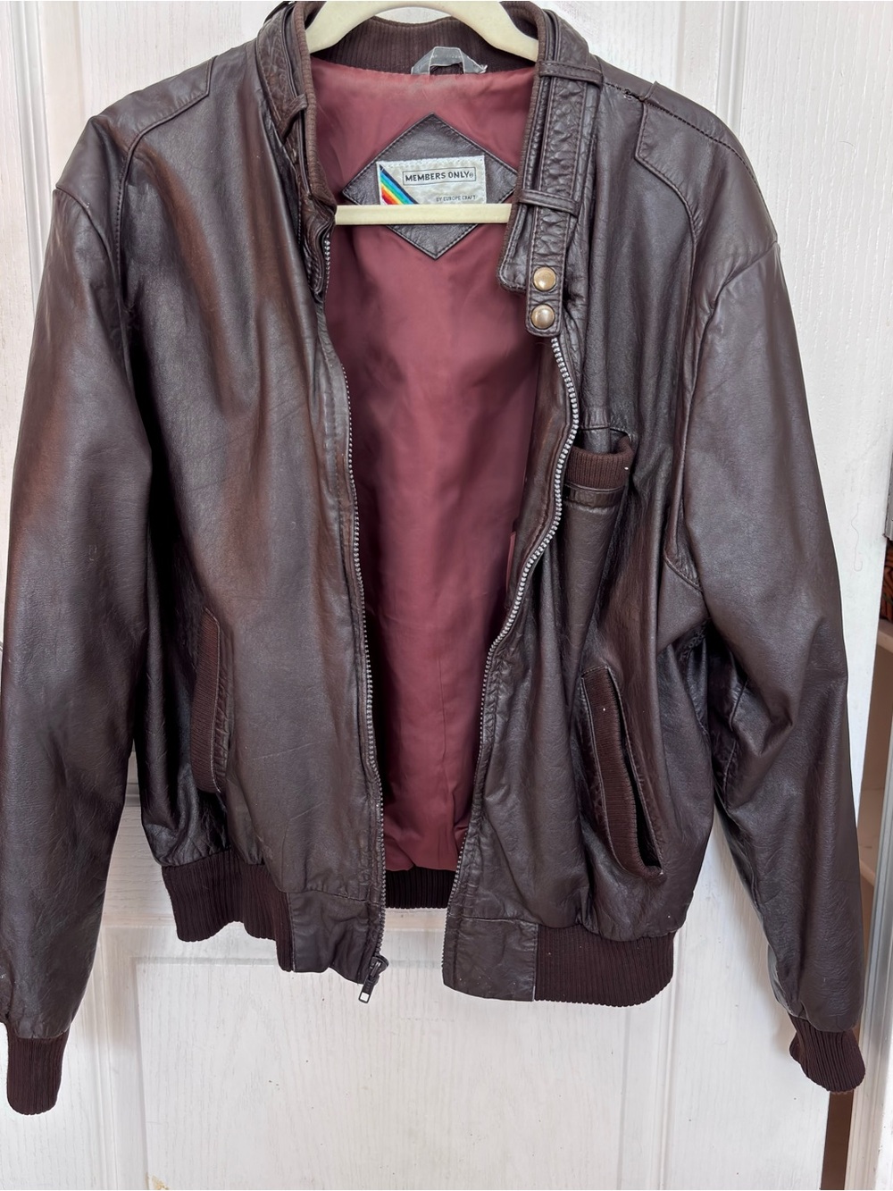 Members Only Men’s Vintage Brown Genuine Leather Jacket Size 44